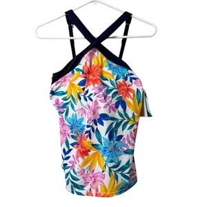 Shape Solver High Neck Cross Over Swim Suit Top 8‎ Underwire Waist Minimizer NWT